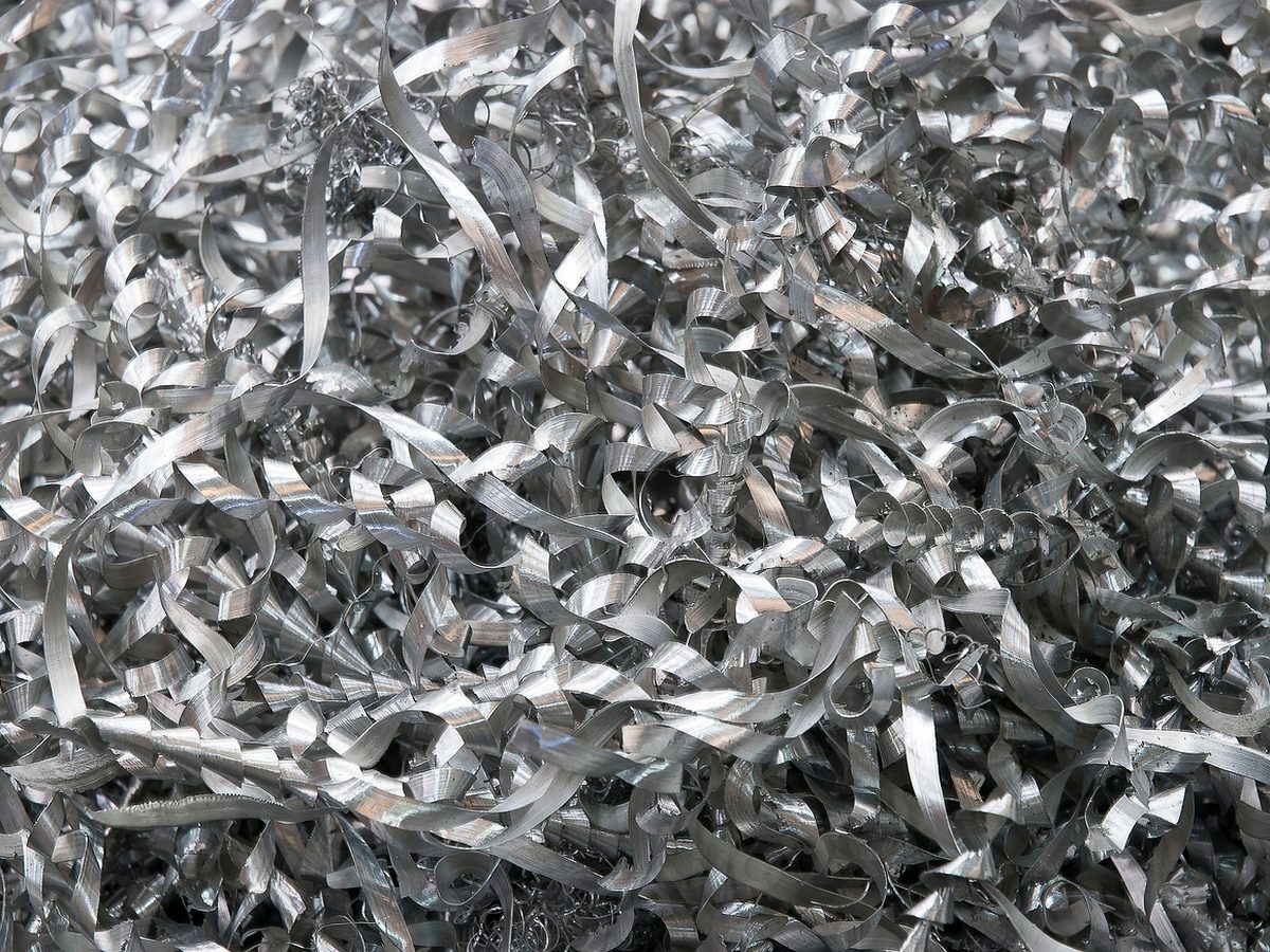 Clean aluminium turnings ready for recycling